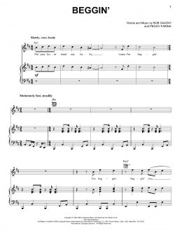 page one of Beggin' (Piano, Vocal & Guitar Chords (Right-Hand Melody))