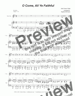 page one of O Come All Ye Faithful (Tenor Saxophone and Piano)