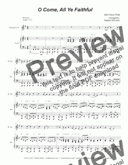 page one of O Come All Ye Faithful (Bb-Trumpet solo and Piano)