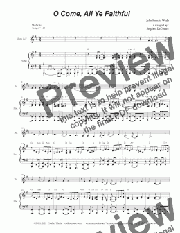 page one of O Come All Ye Faithful (French Horn solo and Piano)