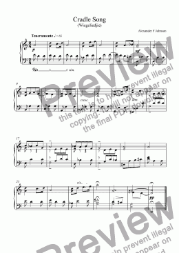 page one of from MUSIC FOR CHILDREN: Cradle Song Wiegeliedjie