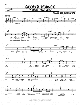 page one of Good Riddance (Time Of Your Life) (Real Book – Melody, Lyrics & Chords)