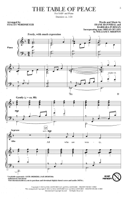 page one of The Table Of Peace (arr. Stacey Nordmeyer) (SAB Choir)