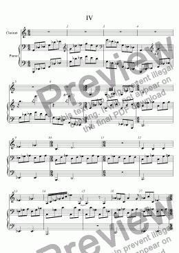 page one of Four Pieces for Clarinet and Piano - mvt.4