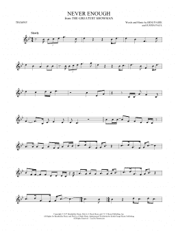 page one of Never Enough (from The Greatest Showman) (Trumpet Solo)
