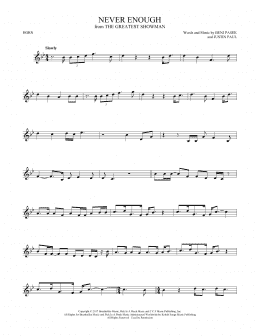 page one of Never Enough (from The Greatest Showman) (French Horn Solo)