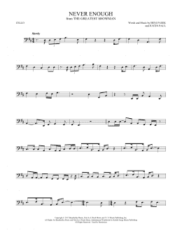 page one of Never Enough (from The Greatest Showman) (Cello Solo)