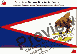 page one of American Samoan Territorial Anthem “Amerika Samoa” for String Orchestra & Percussion