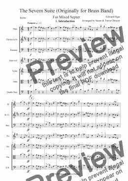 page one of The Severn Suite - Elgar - Septet - Score