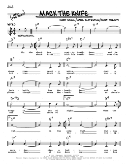 page one of Mack The Knife (Real Book – Melody, Lyrics & Chords)