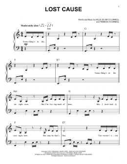 page one of Lost Cause (Easy Piano)