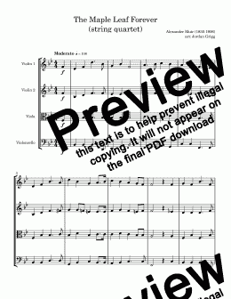 page one of The Maple Leaf Forever (string quartet) - Score and parts
