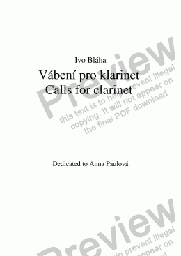 page one of VÁBENÍ pro klarinet - CALLS for clarinet