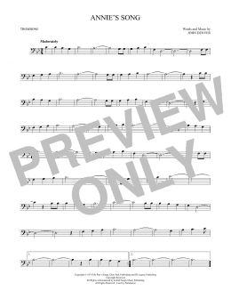 page one of Annie's Song (Trombone Solo)