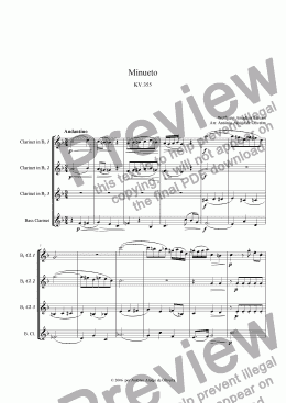 page one of Minuet  K.355