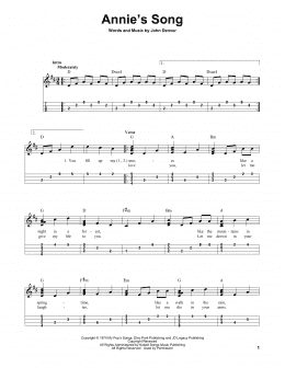 page one of Annie's Song (Easy Ukulele Tab)