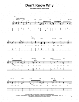 page one of Don't Know Why (Easy Ukulele Tab)