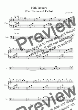 page one of 10th January (For Piano and Cello)