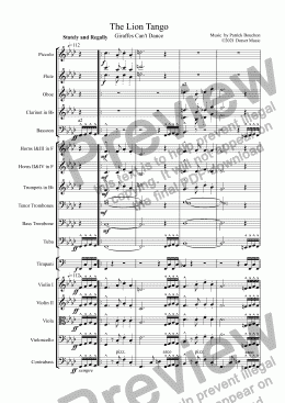 page one of The Lion Tango for Orchestra