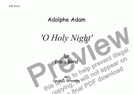 page one of O Holy Night (Adolphe Adam) arranged for brass band by David Wheatley