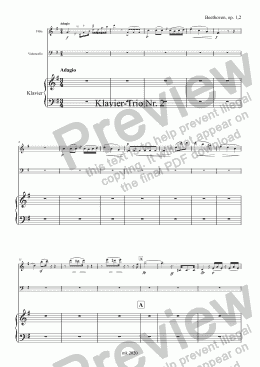 page one of Beethoven, Klavier-Trio op. 1 Nr. 2 – Flöte (anstelle Violine)