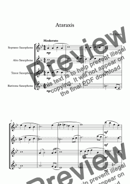 page one of Ataraxis - Saxophone Quartet
