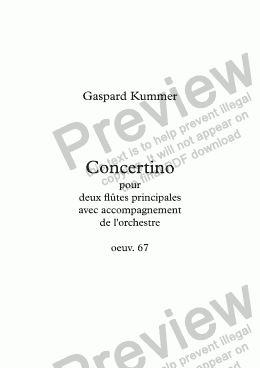 page one of Kummer, Concertino pour deux flûtes et orchestre op. 67