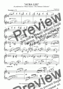page one of Aura Lee - Piano Solo Arrangement