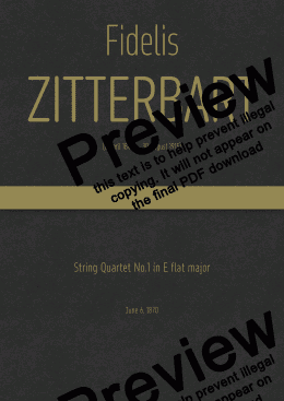page one of Zitterbart - String Quartet No.1 in E flat major