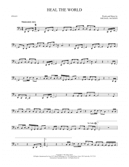 page one of Heal The World (Cello Solo)