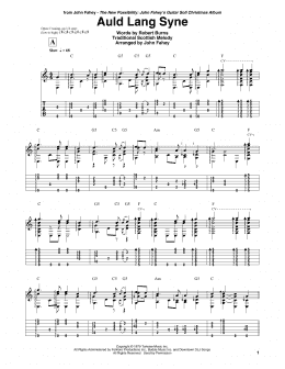 page one of Auld Lang Syne (Guitar Tab)