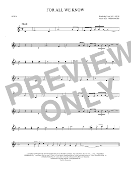 page one of For All We Know (French Horn Solo)