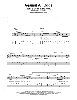page one of Against All Odds (Take A Look At Me Now) (Easy Ukulele Tab)