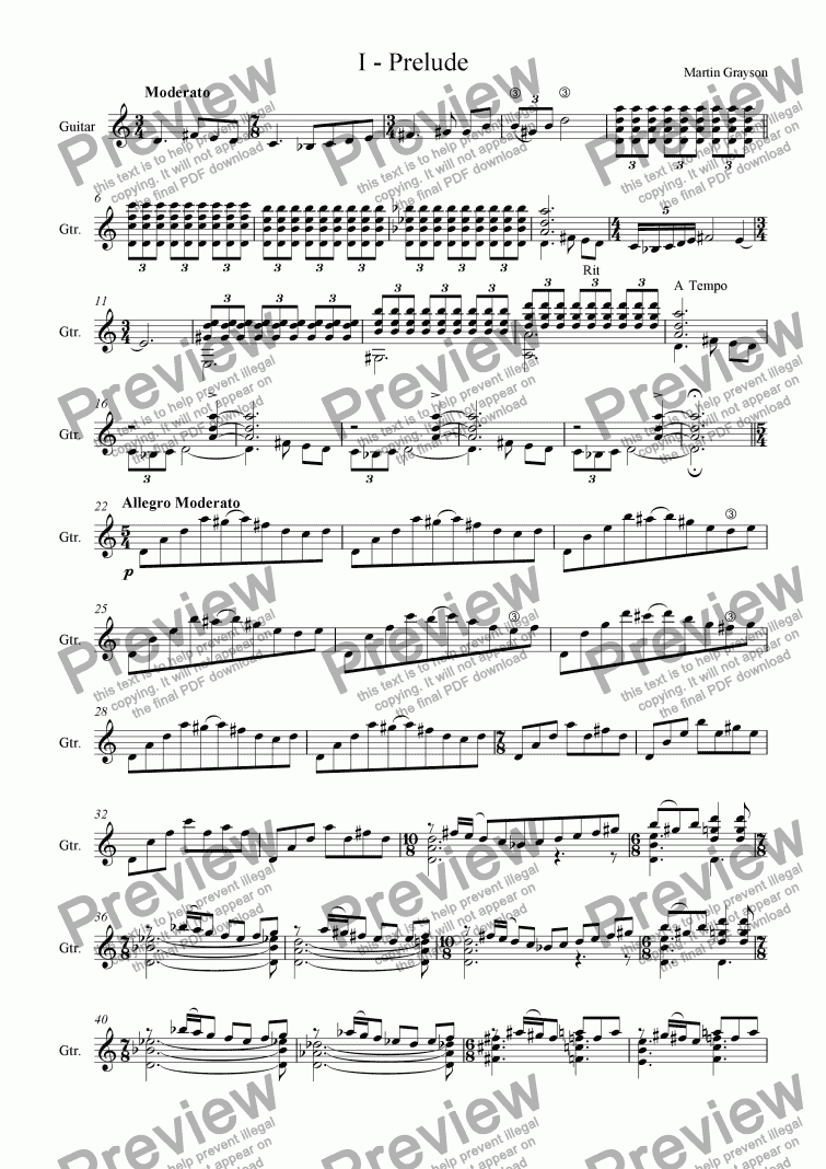 page one of 2nd Suite for Solo Guitar