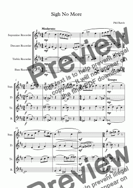 page one of Sigh No More - Recorder Quartet