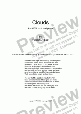 page one of Clouds (for SATB chorus and piano)
