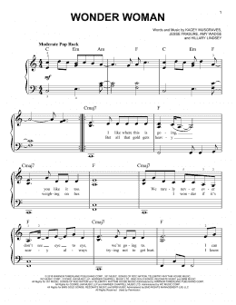 page one of Wonder Woman (Easy Piano)
