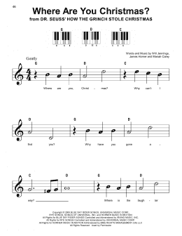 page one of Where Are You Christmas? (from How The Grinch Stole Christmas) (Super Easy Piano)