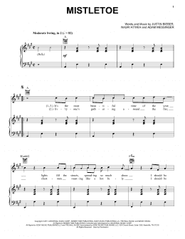 page one of Mistletoe (Piano, Vocal & Guitar Chords)