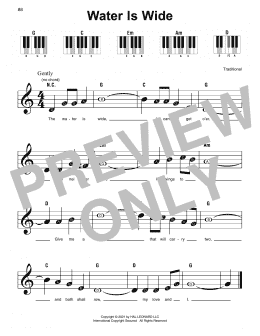 page one of Water Is Wide (Super Easy Piano)