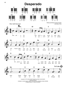page one of Desperado (Super Easy Piano)