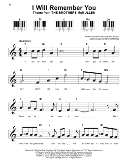page one of I Will Remember You (Super Easy Piano)