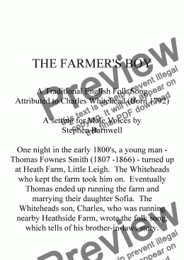 page one of The Farmer’s Boy (TTBB)
