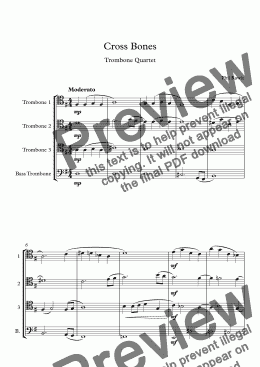 page one of Cross Bones - Trombone Quartet