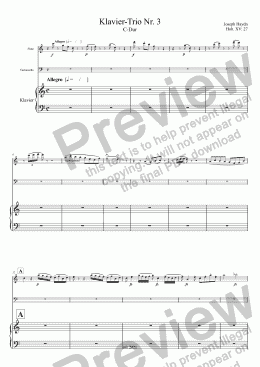 page one of Haydn, Klavier-Trio Nr. 3 C-Dur Hob. XV: 27 – Flöte (anstelle Violine)