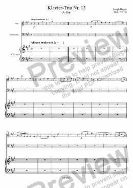 page one of Haydn, Klavier-Trio Nr. 13 A-Dur Hob. XV: 18 – Flöte (anstelle Violine)