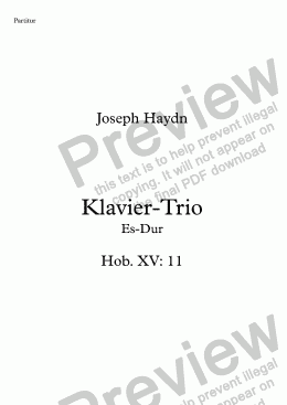 page one of Haydn, Klavier-Trio Nr. 16 Es-Dur Hob. XV: 11 – Flöte (anstelle Violine)