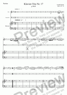 page one of Haydn, Klavier-Trio Nr. 17 g-Moll Hob. XV: 19 – Flöte (anstelle Violine)