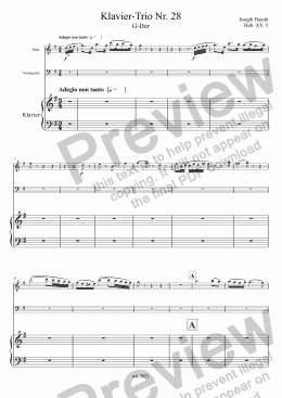 page one of Haydn, Klavier-Trio Nr. 28 G-Dur Hob. XV: 5 – Flöte (anstelle Violine)