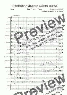 page one of Triumphal Overture on Russian Themes - Concert Band - Lyapunov - Score